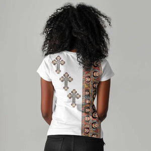 Ethiopia Angels Tilet With Cross Women V-Neck T-Shirt