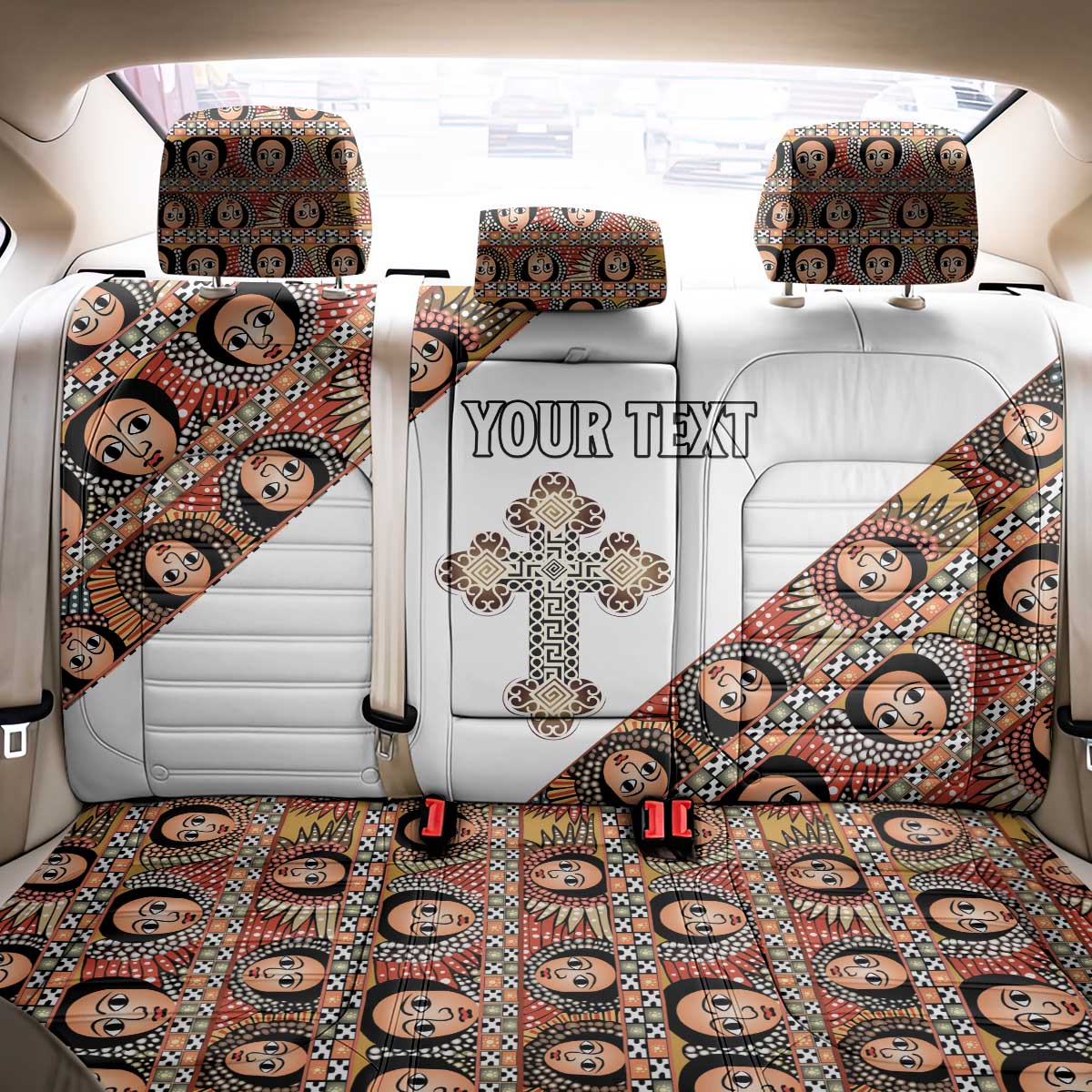 Personalized Ethiopia Back Car Seat Cover Ethiopian Orthodox Church Angel