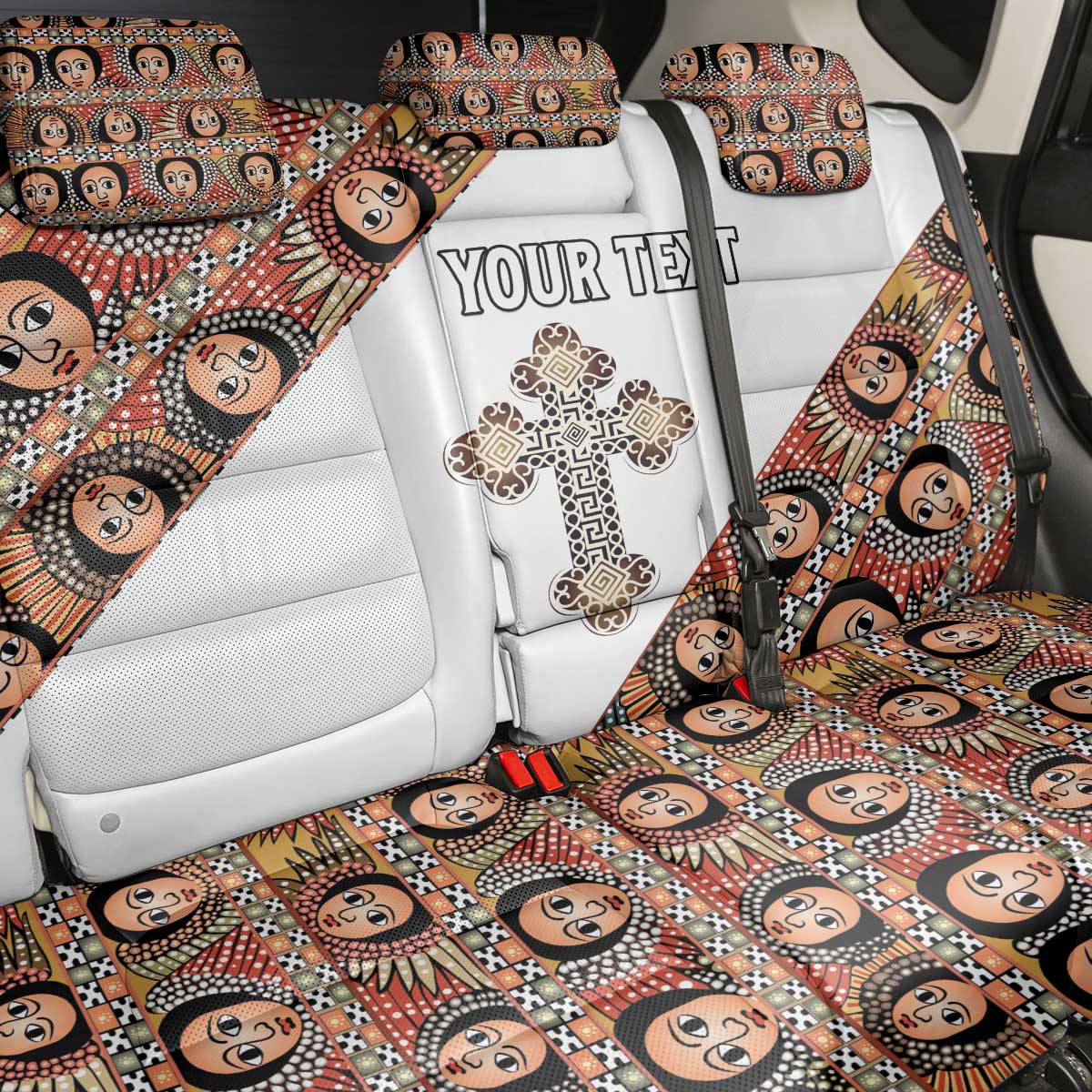 Personalized Ethiopia Back Car Seat Cover Ethiopian Orthodox Church Angel