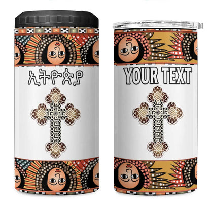 Personalized Ethiopia 4 in 1 Can Cooler Tumbler Ethiopian Orthodox Church Angel