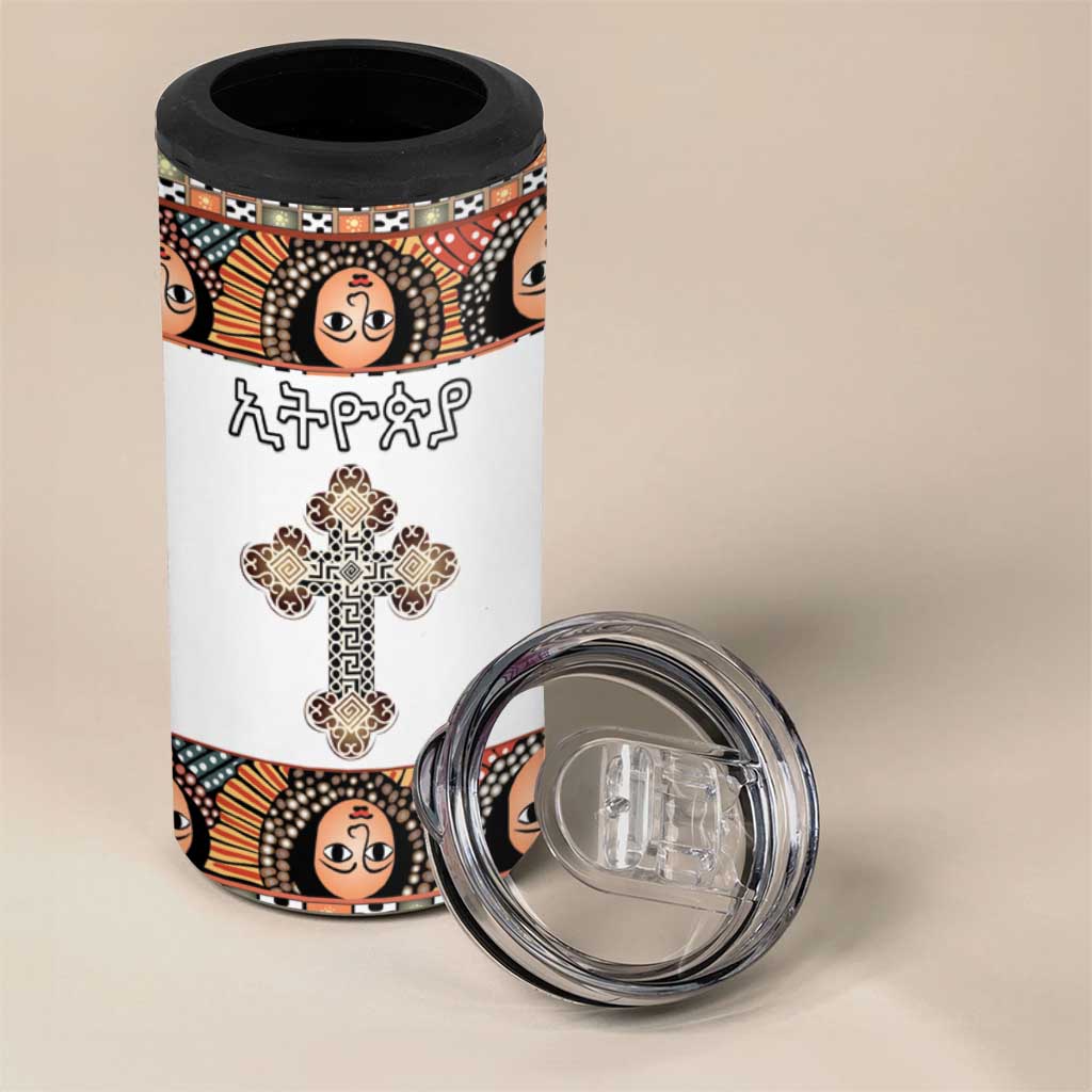 Personalized Ethiopia 4 in 1 Can Cooler Tumbler Ethiopian Orthodox Church Angel