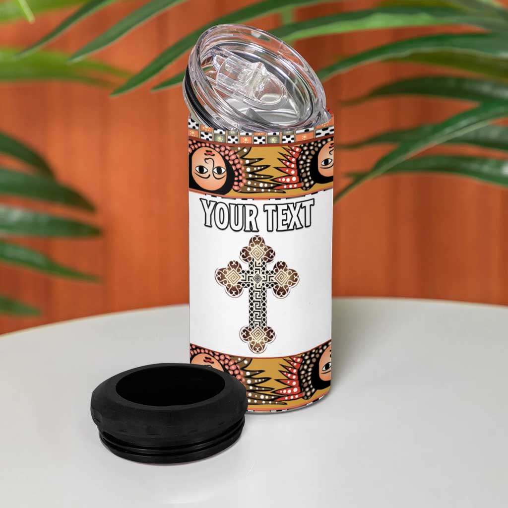 Personalized Ethiopia 4 in 1 Can Cooler Tumbler Ethiopian Orthodox Church Angel