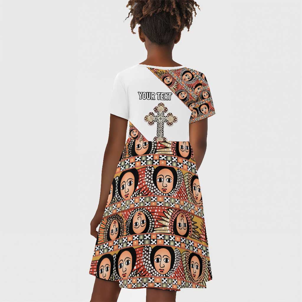 Personalized Ethiopia Kid Short Sleeve Dress Ethiopian Orthodox Church Angel