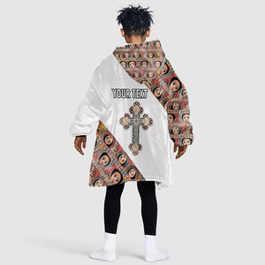 Personalized Ethiopia Kid Wearable Blanket Hoodie Ethiopian Orthodox Church Angel