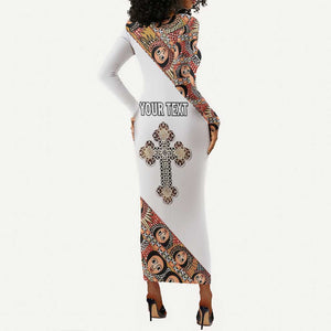 Personalized Ethiopia Long Sleeve Bodycon Dress Ethiopian Orthodox Church Angel LT15