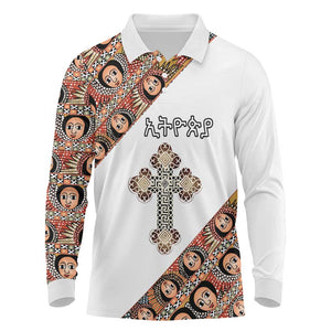 Personalized Ethiopia Long Sleeve Polo Shirt Ethiopian Orthodox Church Angel