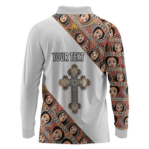 Personalized Ethiopia Long Sleeve Polo Shirt Ethiopian Orthodox Church Angel