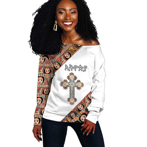 Personalized Ethiopia Off Shoulder Sweater Ethiopian Orthodox Church Angel