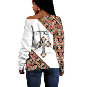Personalized Ethiopia Off Shoulder Sweater Ethiopian Orthodox Church Angel