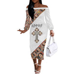 Personalized Ethiopia Off The Shoulder Long Sleeve Dress Ethiopian Orthodox Church Angel