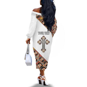 Personalized Ethiopia Off The Shoulder Long Sleeve Dress Ethiopian Orthodox Church Angel