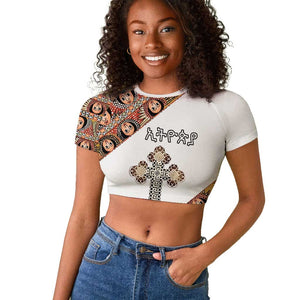 Personalized Ethiopia Raglan Cropped T shirt Ethiopian Orthodox Church Angel