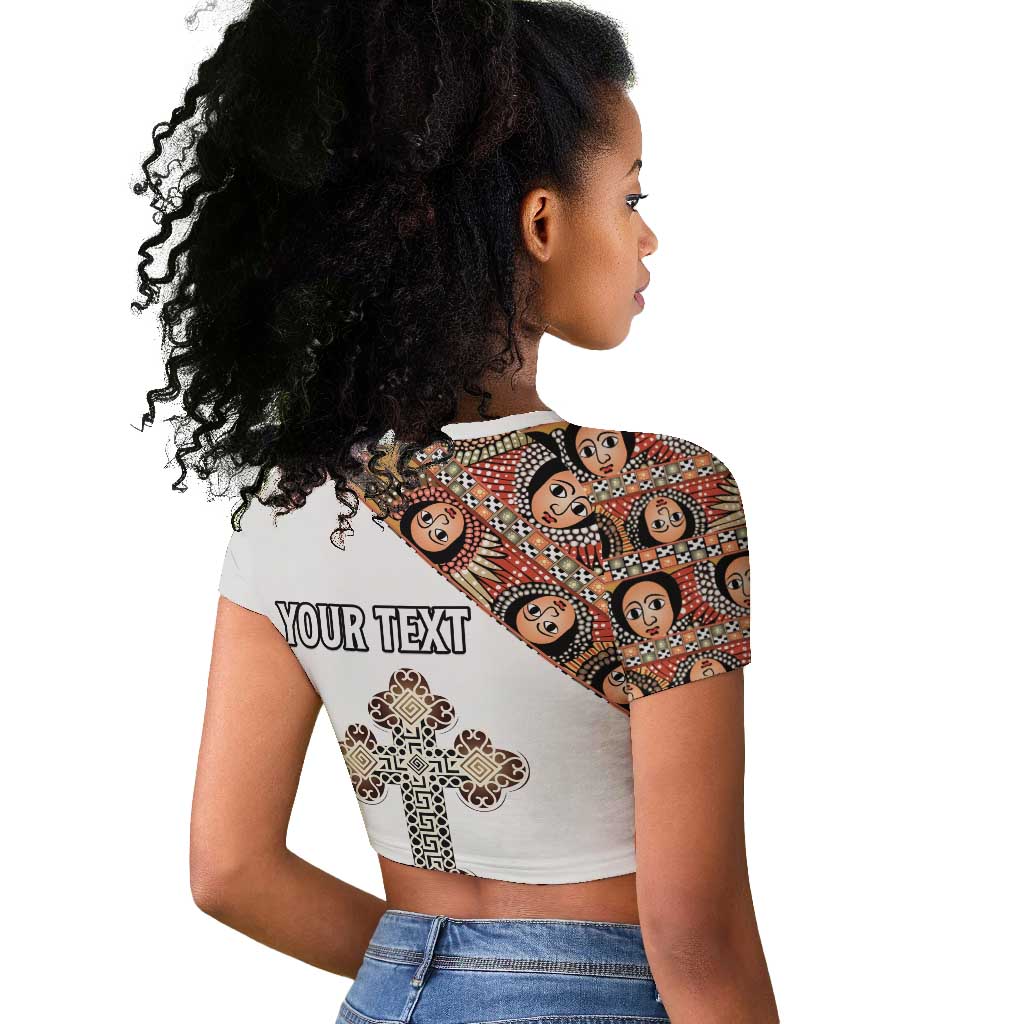 Personalized Ethiopia Raglan Cropped T shirt Ethiopian Orthodox Church Angel