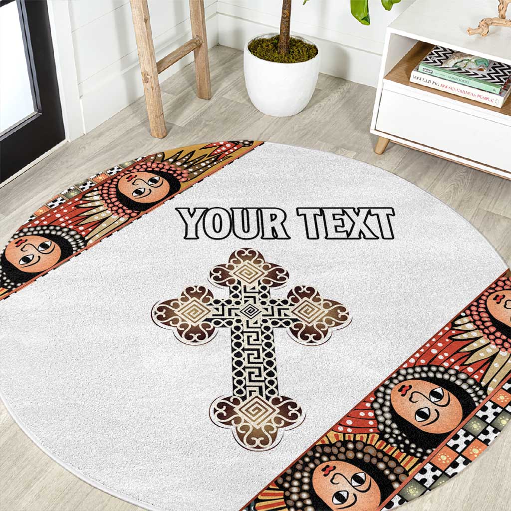 Personalized Ethiopia Round Carpet Ethiopian Orthodox Church Angel