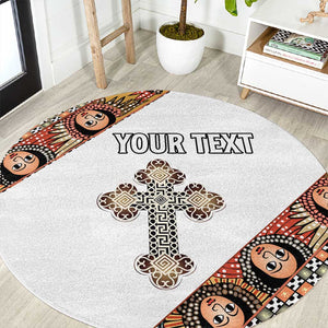 Personalized Ethiopia Round Carpet Ethiopian Orthodox Church Angel