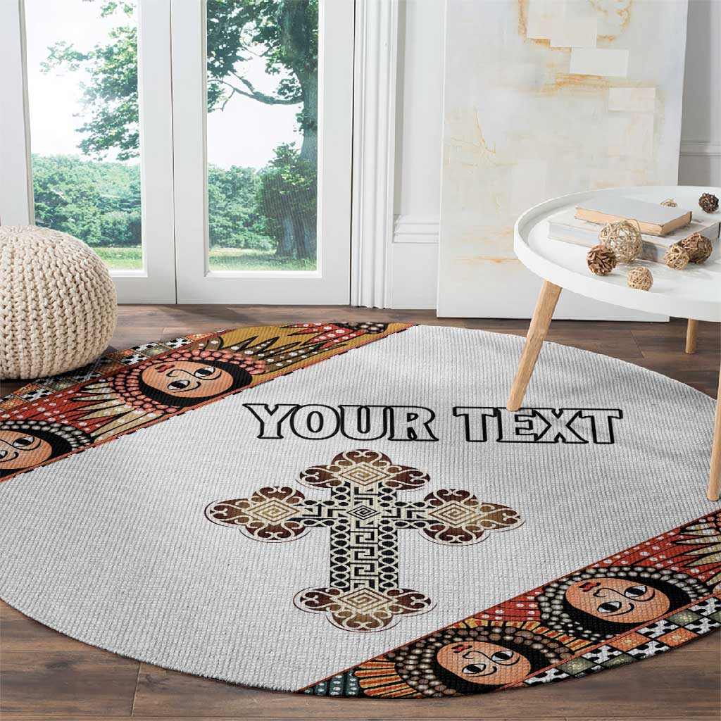 Personalized Ethiopia Round Carpet Ethiopian Orthodox Church Angel
