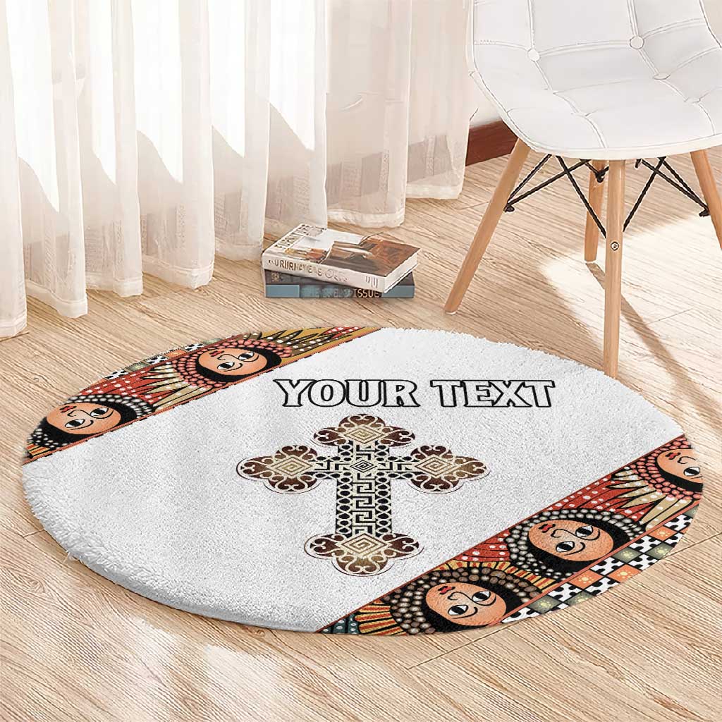 Personalized Ethiopia Round Carpet Ethiopian Orthodox Church Angel