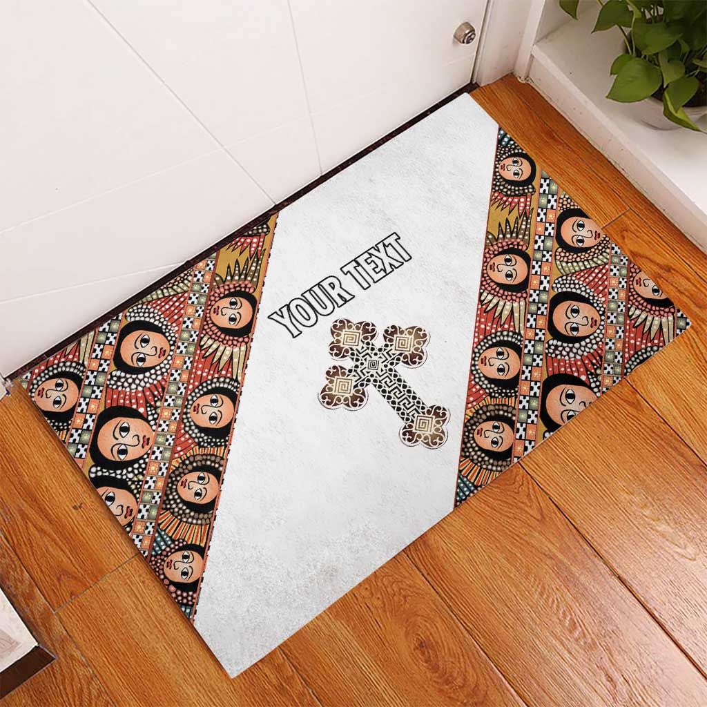 Personalized Ethiopia Rubber Doormat Ethiopian Orthodox Church Angel