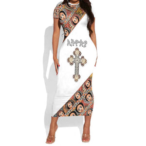 Personalized Ethiopia Short Sleeve Bodycon Dress Ethiopian Orthodox Church Angel LT15