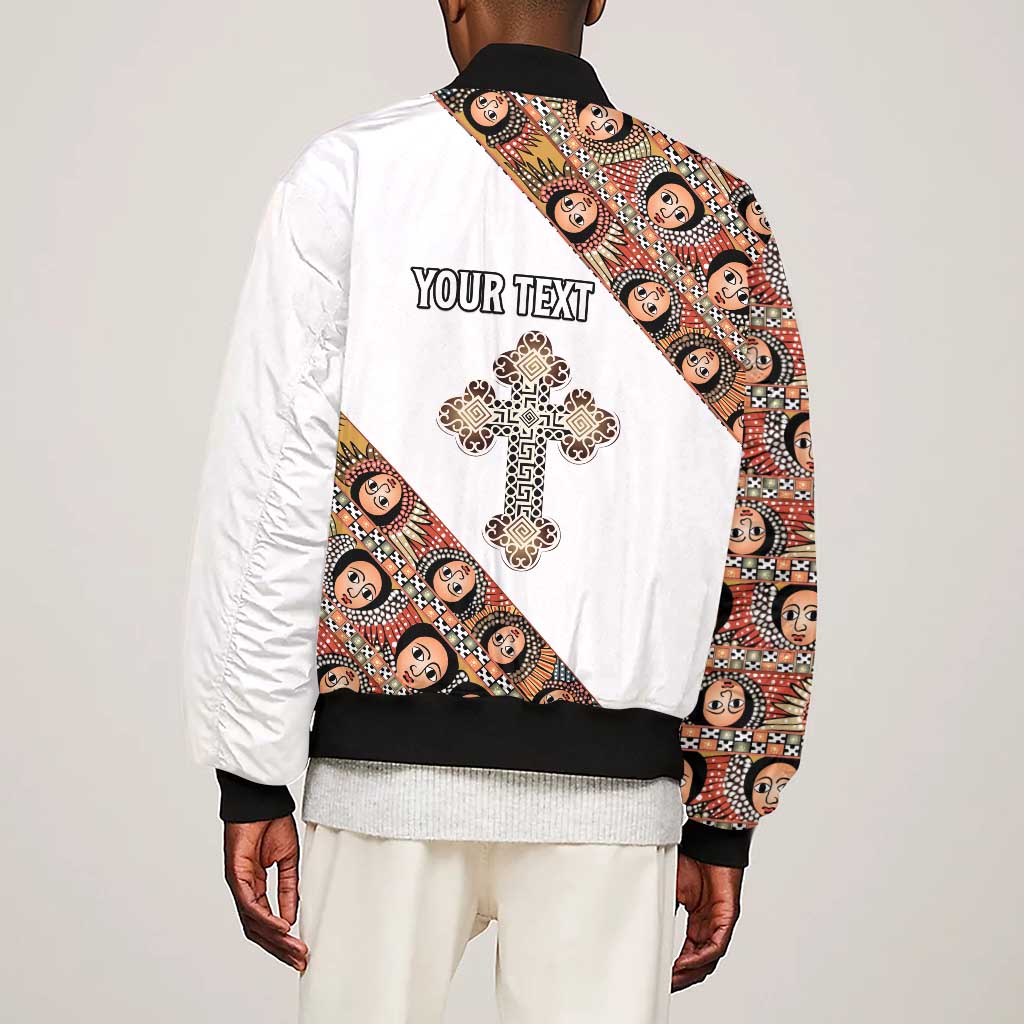 Personalized Ethiopia Sleeve Zip Bomber Jacket Ethiopian Orthodox Church Angel