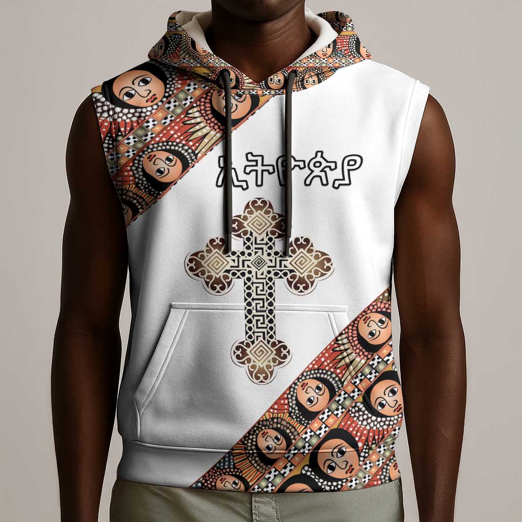Personalized Ethiopia Sleeveless Hoodie Ethiopian Orthodox Church Angel - African Pride