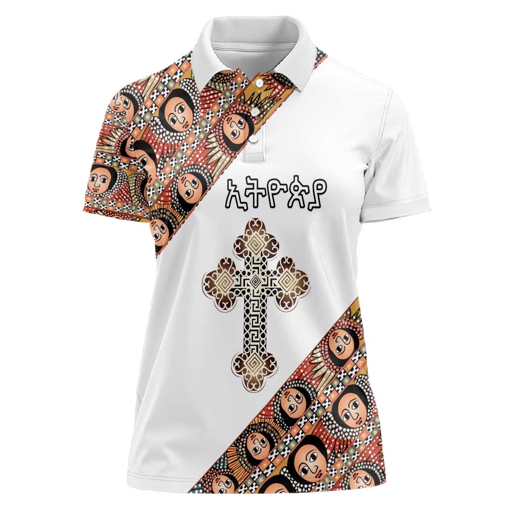Personalized Ethiopia Women Polo Shirt Ethiopian Orthodox Church Angel