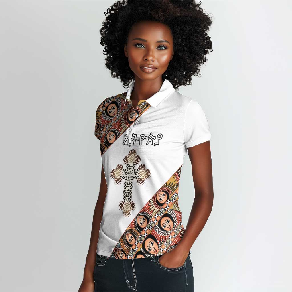 Personalized Ethiopia Women Polo Shirt Ethiopian Orthodox Church Angel