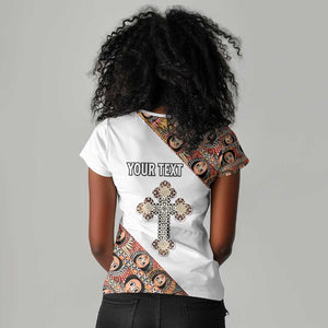 Personalized Ethiopia Women V-Neck T-Shirt Ethiopian Orthodox Church Angel