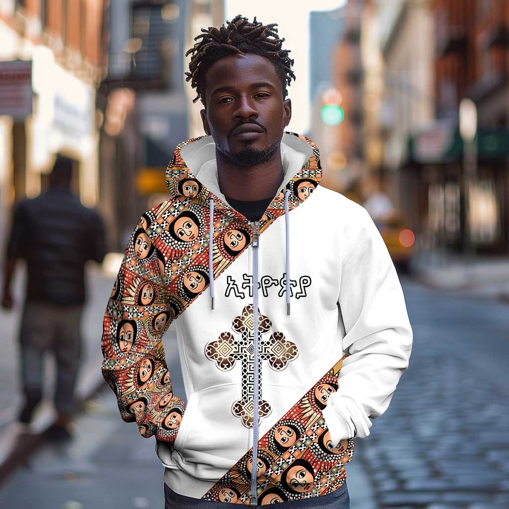 Personalized Ethiopia Zip Hoodie Ethiopian Orthodox Church Angel