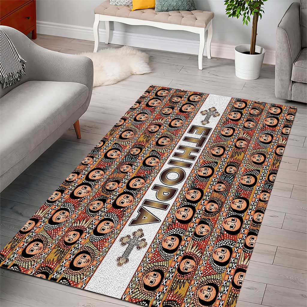 Personalized Ethiopia Area Rug Ethiopian Tewahedo Angel Orthodox