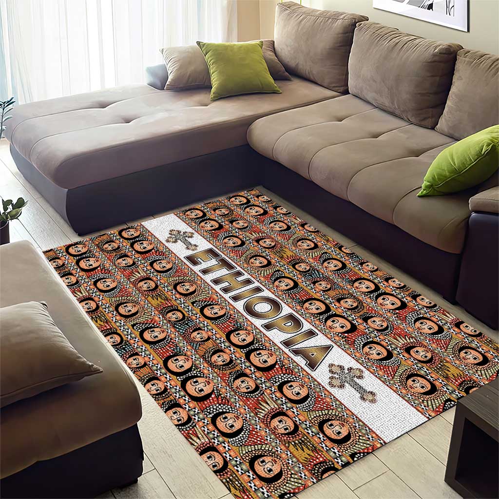 Personalized Ethiopia Area Rug Ethiopian Tewahedo Angel Orthodox