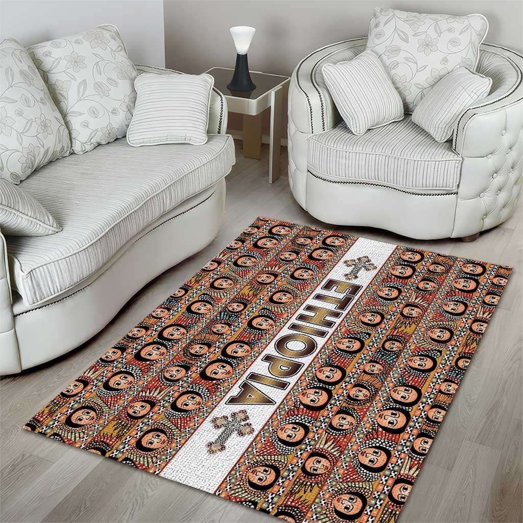 Personalized Ethiopia Area Rug Ethiopian Tewahedo Angel Orthodox