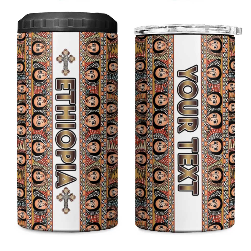 Personalized Ethiopia 4 in 1 Can Cooler Tumbler Ethiopian Tewahedo Angel Orthodox
