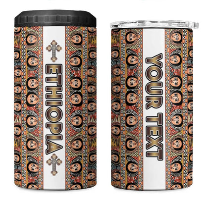 Personalized Ethiopia 4 in 1 Can Cooler Tumbler Ethiopian Tewahedo Angel Orthodox