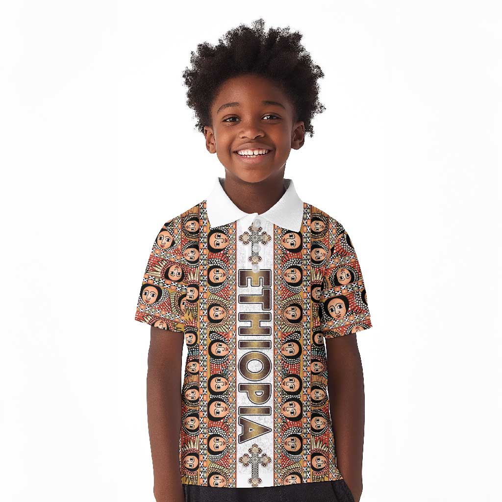 Personalized Ethiopia Kid Polo Shirt Ethiopian Tewahedo Angel Orthodox