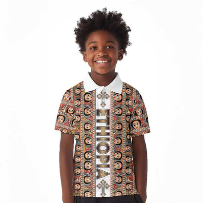 Personalized Ethiopia Kid Polo Shirt Ethiopian Tewahedo Angel Orthodox