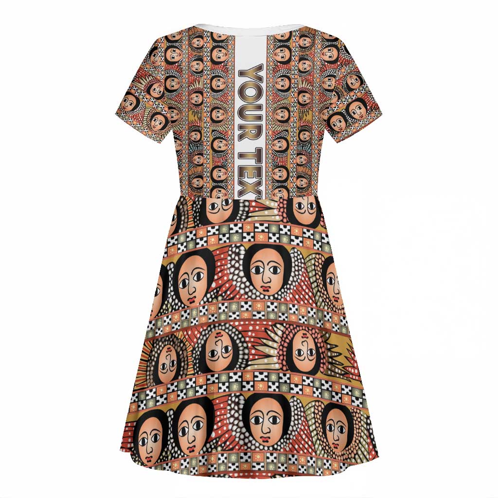 Personalized Ethiopia Kid Short Sleeve Dress Ethiopian Tewahedo Angel Orthodox