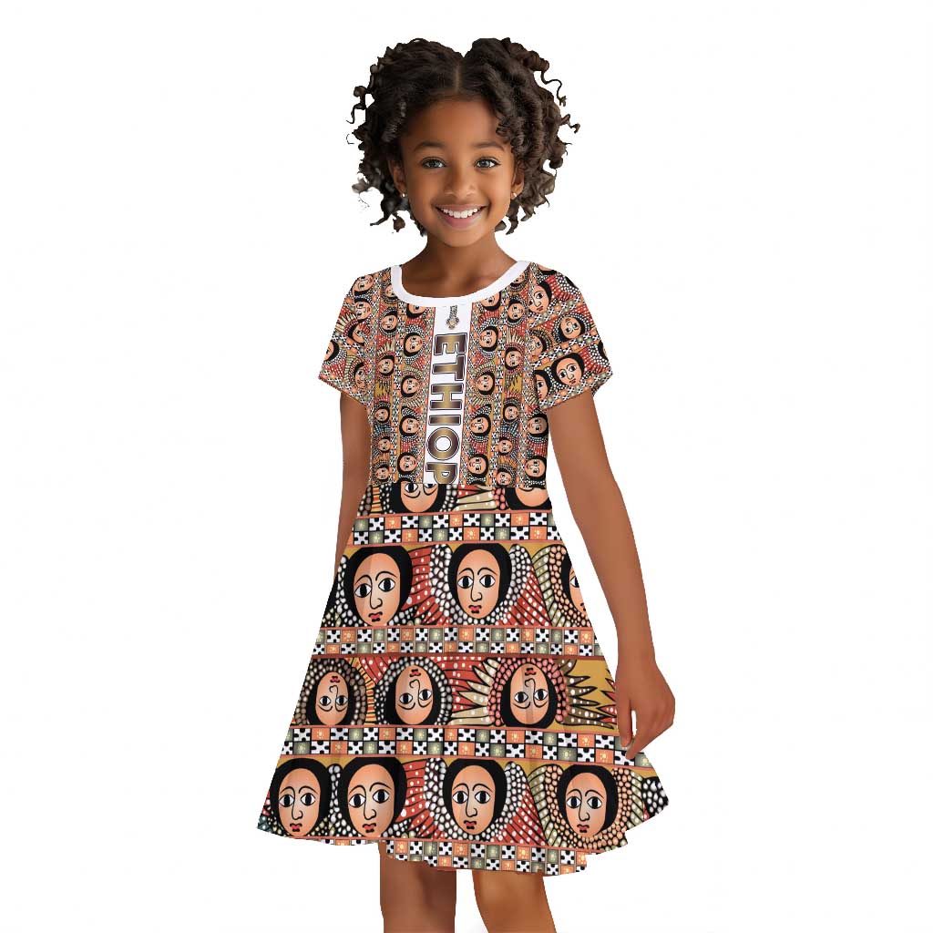 Personalized Ethiopia Kid Short Sleeve Dress Ethiopian Tewahedo Angel Orthodox