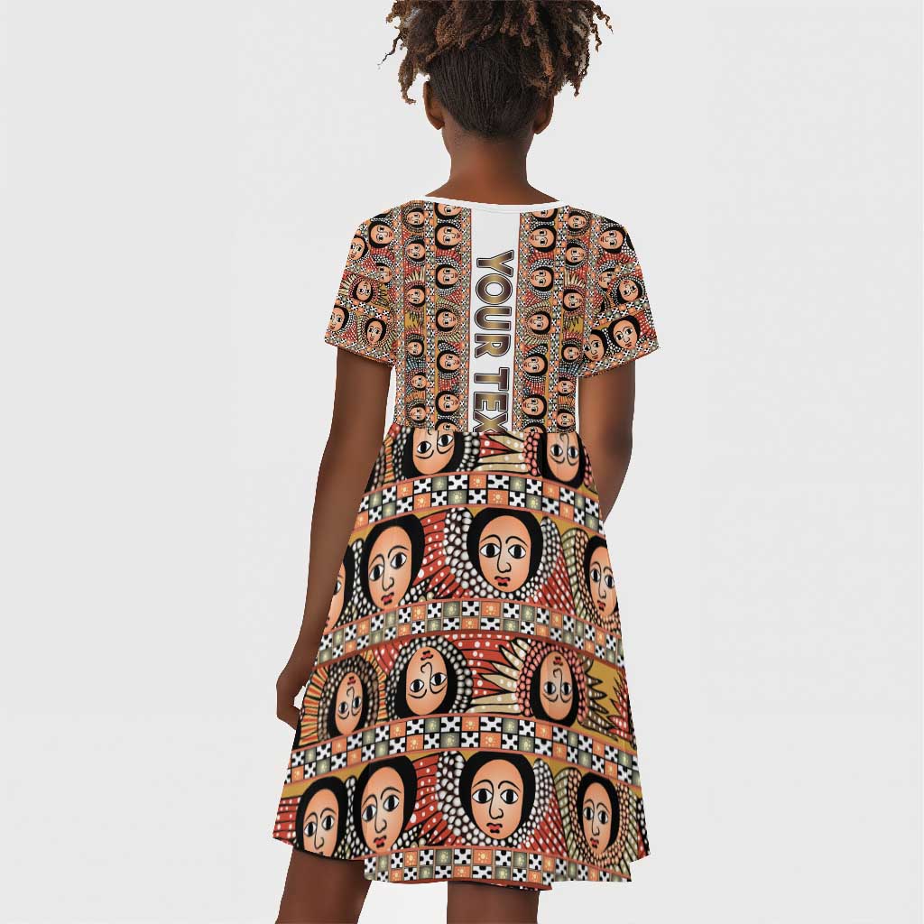 Personalized Ethiopia Kid Short Sleeve Dress Ethiopian Tewahedo Angel Orthodox