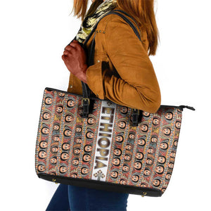 Personalized Ethiopia Leather Tote Bag Ethiopian Tewahedo Angel Orthodox