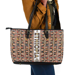 Personalized Ethiopia Leather Tote Bag Ethiopian Tewahedo Angel Orthodox