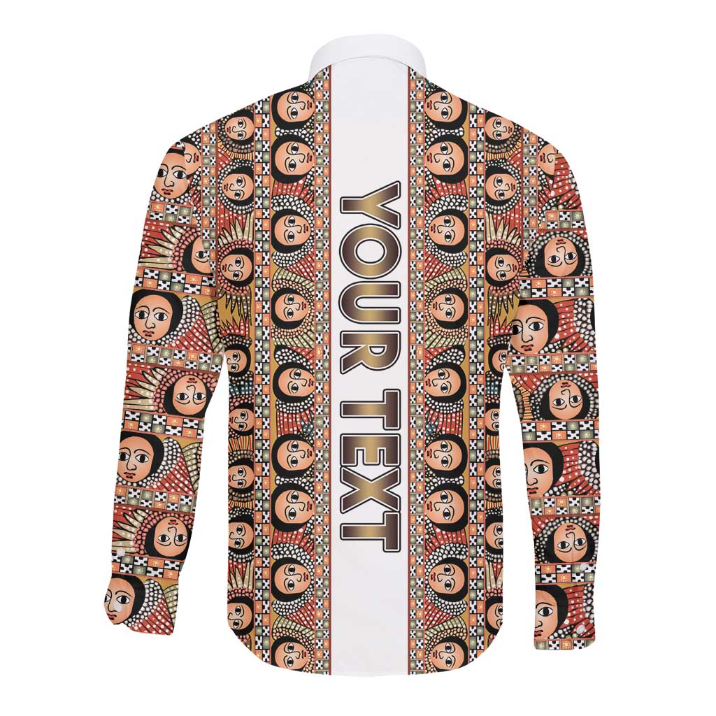 Personalized Ethiopia Long Sleeve Button Shirt Ethiopian Tewahedo Angel Orthodox