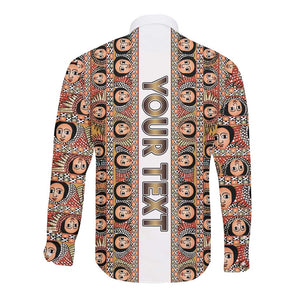 Personalized Ethiopia Long Sleeve Button Shirt Ethiopian Tewahedo Angel Orthodox