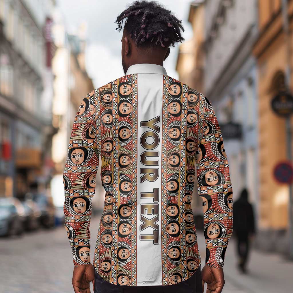 Personalized Ethiopia Long Sleeve Button Shirt Ethiopian Tewahedo Angel Orthodox