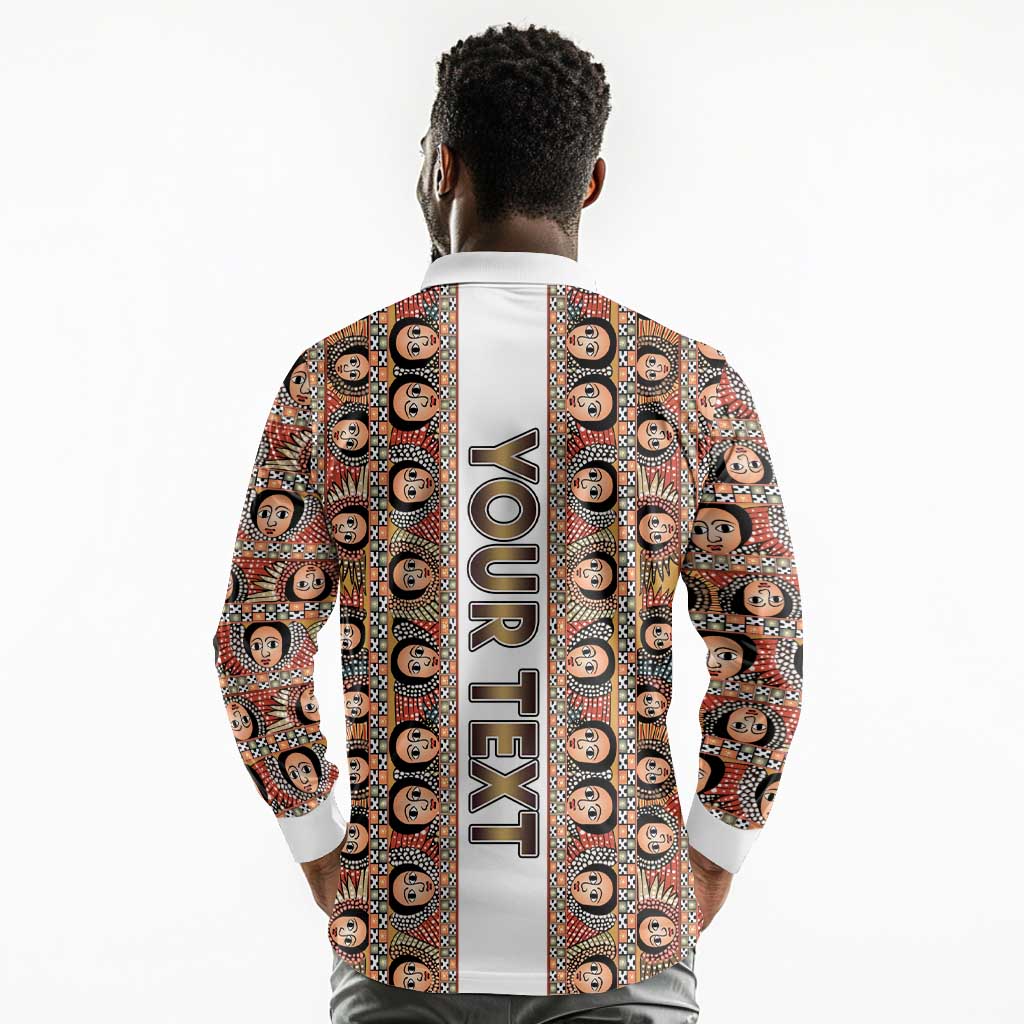 Personalized Ethiopia Long Sleeve Polo Shirt Ethiopian Tewahedo Angel Orthodox