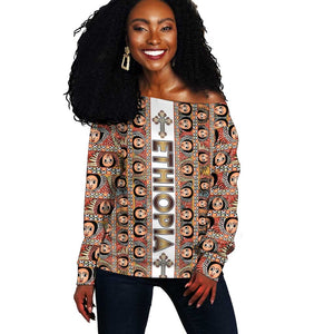 Personalized Ethiopia Off Shoulder Sweater Ethiopian Tewahedo Angel Orthodox