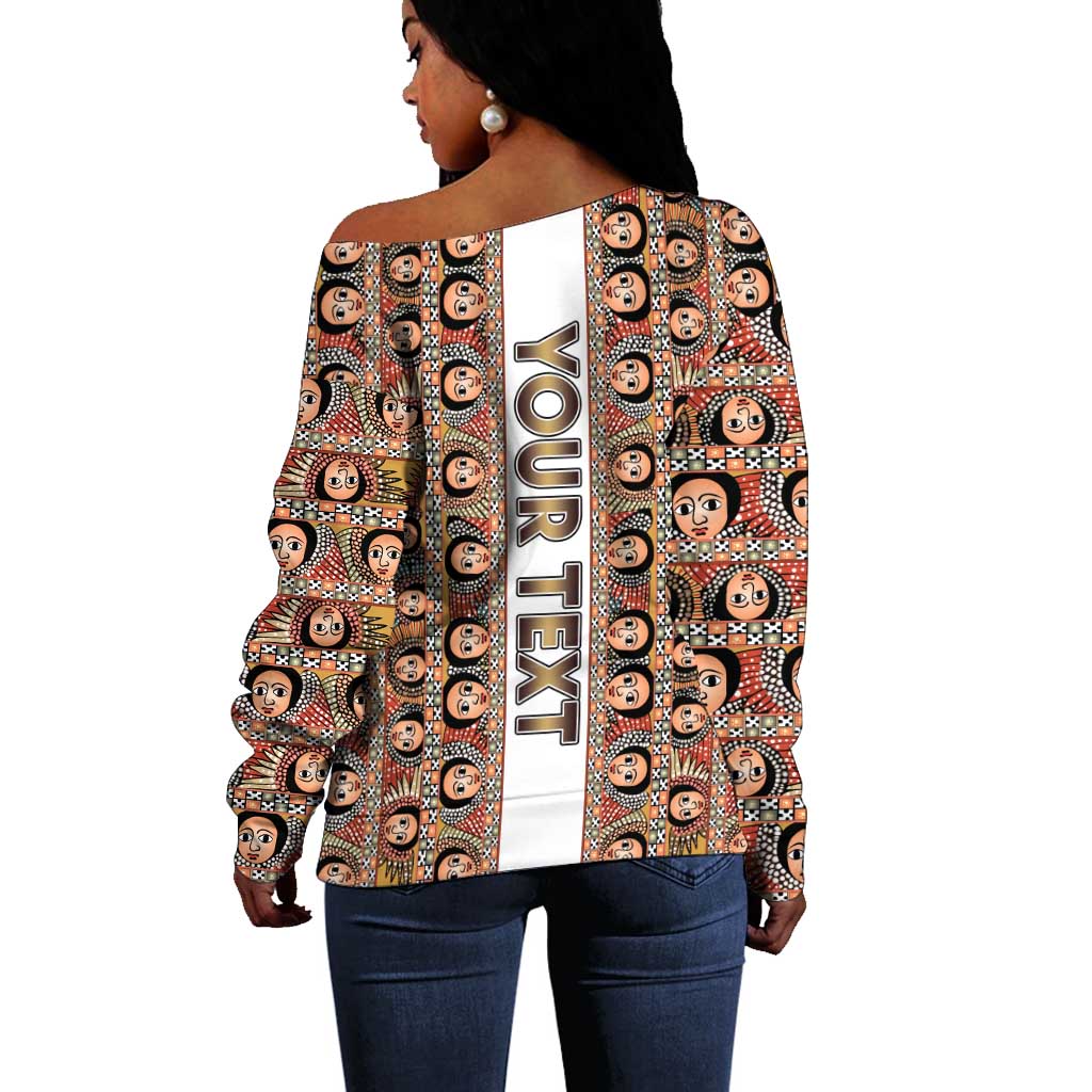 Personalized Ethiopia Off Shoulder Sweater Ethiopian Tewahedo Angel Orthodox