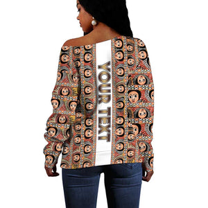 Personalized Ethiopia Off Shoulder Sweater Ethiopian Tewahedo Angel Orthodox