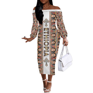 Personalized Ethiopia Off The Shoulder Long Sleeve Dress Ethiopian Tewahedo Angel Orthodox