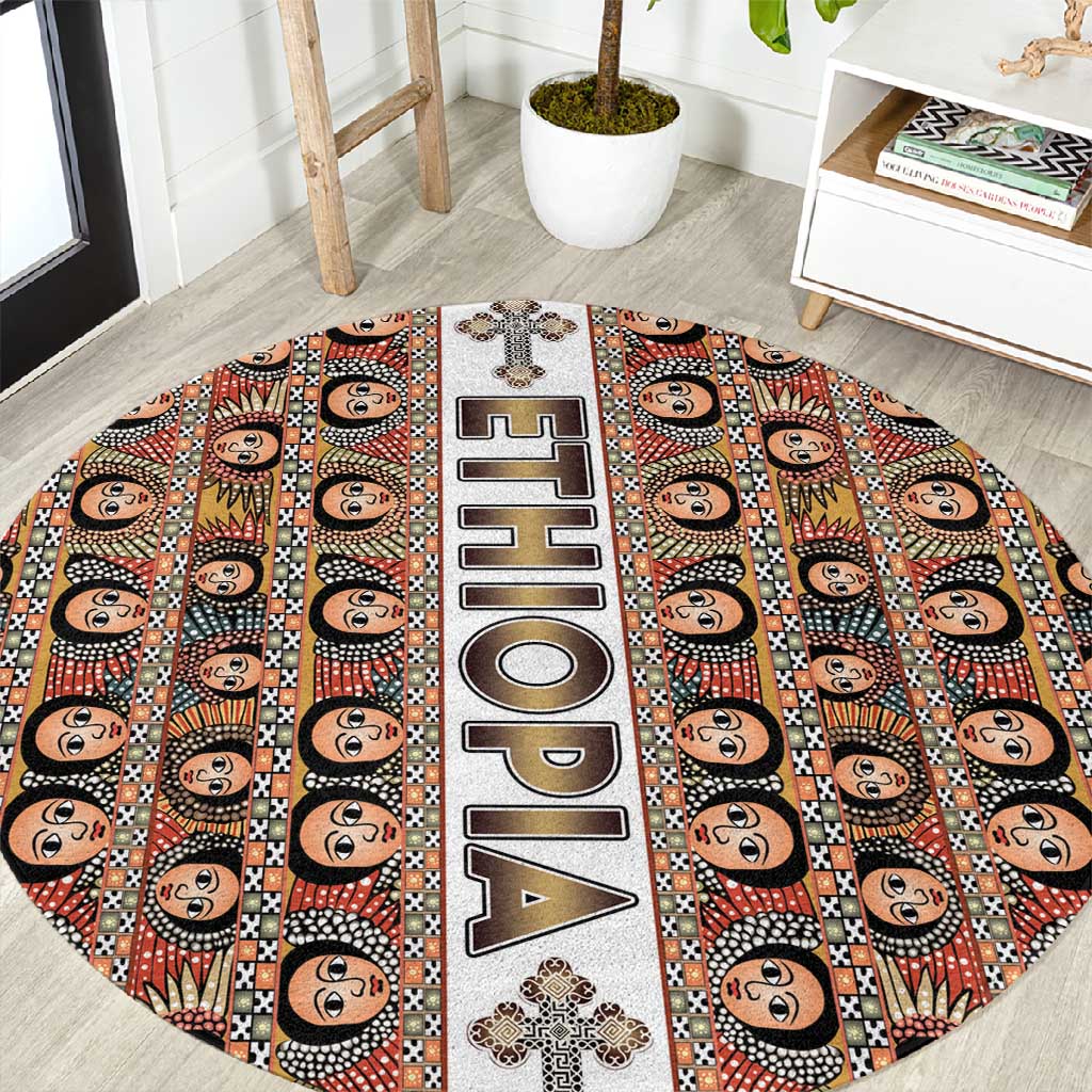 Personalized Ethiopia Round Carpet Ethiopian Tewahedo Angel Orthodox